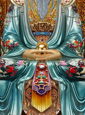 三清道祖神像铜彩虹摆件家居供奉