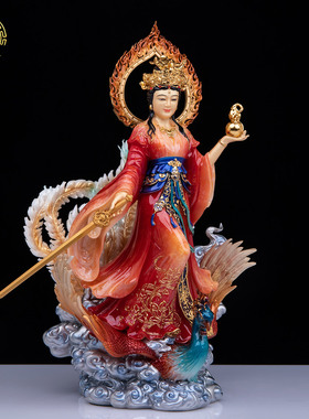 踏凤九天玄女神像供奉摆件