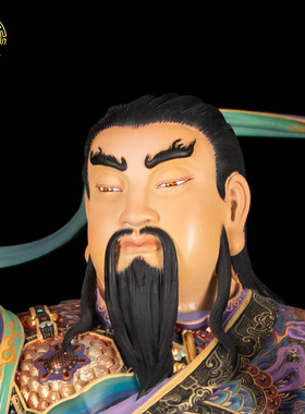 玄天上帝全铜精工彩绘神像摆件