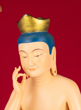 思维弥勒神像铜彩绘摆件