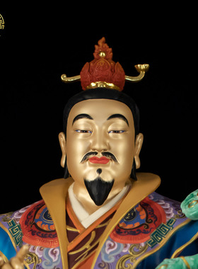 四大天师铜铸彩绘神像摆件招财