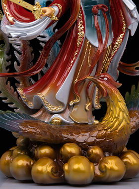 九天玄女女神像铜彩神像摆件