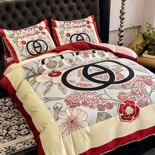 轻奢高级感冰丝四件套床上用品四季通用水洗棉被套被罩床单床笠款 - 图2