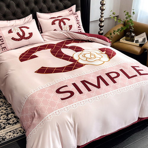 轻奢高级感冰丝四件套床上用品四季通用水洗棉被套被罩床单床笠款 - 图3