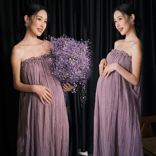 孕妇照服装影楼新款法式孕妇装高级小清新写真孕妈咪艺术拍照衣服 - 图0