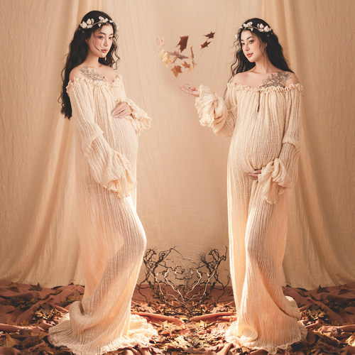 孕妇照服装影楼新款法式孕妇装高级小清新写真孕妈咪艺术拍照衣服 - 图1