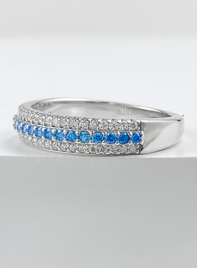 S925银帕拉伊巴排钻戒指