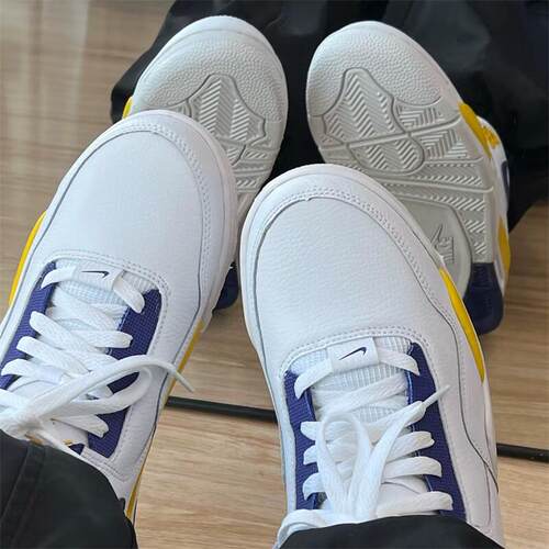 Nike Flight Legacy AJ4兄弟 湖人中帮气垫休闲篮球鞋 BQ4212-102 - 图1