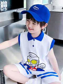 Ultraman clothes boys summer vest set 2026 new handsome children baby summer sleeveless two-piece set