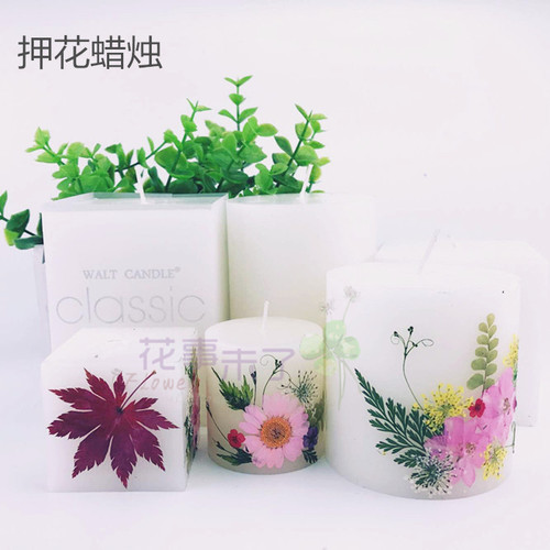 classic经典无烟圆柱方形蜡烛 干花香薰蜡片蜡烛 多尺寸象牙/白色 - 图1