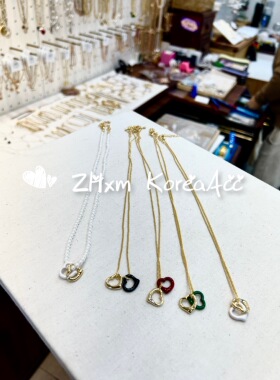 金属珍珠女双爱心多色吊坠春新款