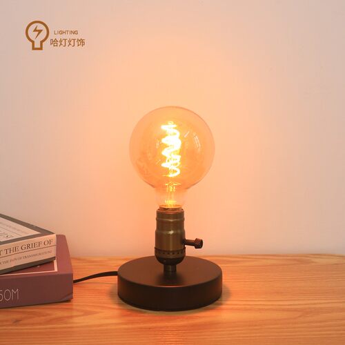 床头卧室灯泡台灯实木爱迪生钨丝灯复古灯木砖装饰灯氛围灯礼物 - 图1
