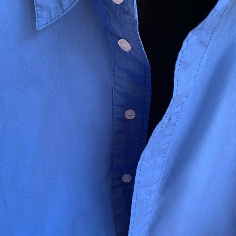 品牌折扣店正品女装专柜清仓克莱因蓝衬衫显白高端气质宽松上衣春 - 图3