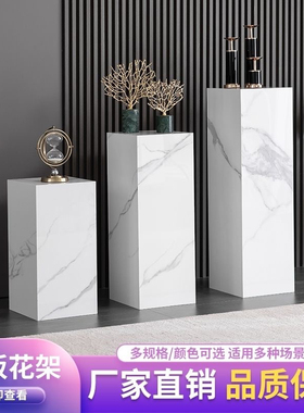 大理石石柱雕塑摆台客厅玄关酒店展厅摆件工艺品装饰岩板底座现代