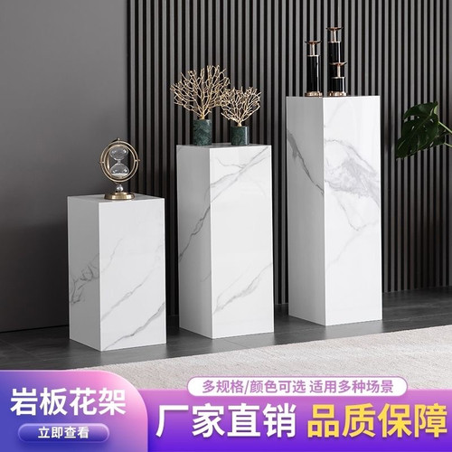 大理石石柱雕塑摆台客厅玄关酒店展厅摆件工艺品装饰岩板底座现代 - 图1