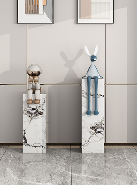 岩板摆件玄关摆台大理石底座现代简约客厅花架轻奢工艺品