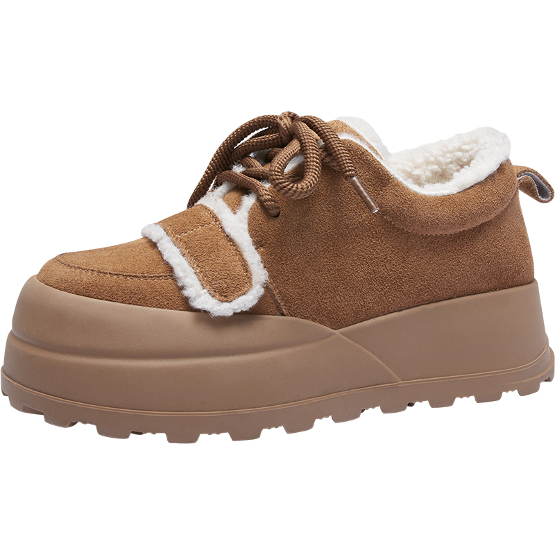 色非毛毛鞋女款2023冬季新款羊羔毛厚底雪地靴加绒加厚保暖女棉鞋 - 图3