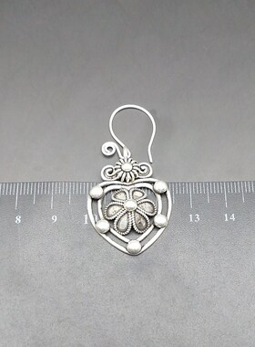 民族风饰品少数民族苗银耳坠桃心