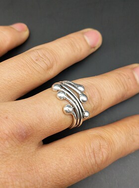 民族风清迈原创手工单身泰银戒指