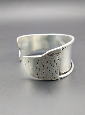 diy底托配件小面绣片鱼儿苗银