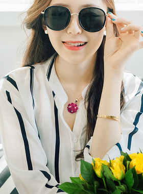 韩国气质玫瑰花朵镶钻配衣服项链