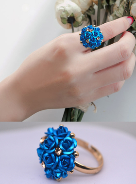 日韩国玫瑰花朵女士简约风戒指