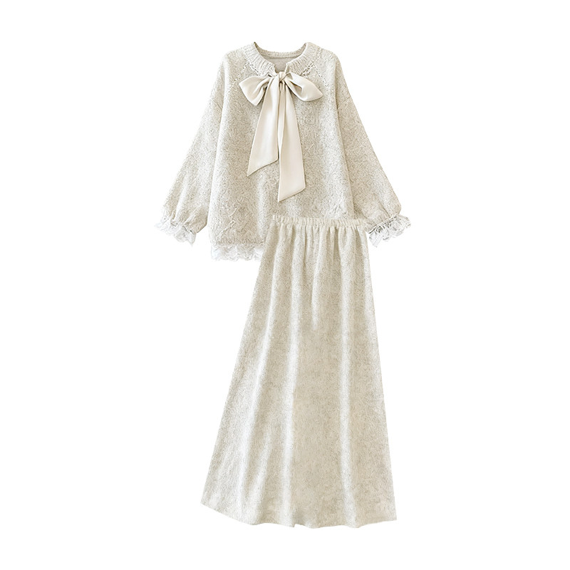 孕妇连衣裙杏色套装秋冬2026新款孕妈休闲针织毛衣半身裙两件套女,淘宝优惠券,粉丝福利购,淘宝优惠卷