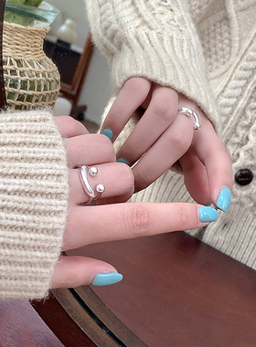 黄金笑脸戒指纯银韩国女