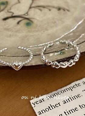 爱心形戒指纯银小香风女