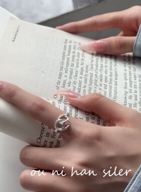 爱心碱水结戒指纯银冷淡风女