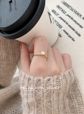 珍珠戒指纯银韩版女性