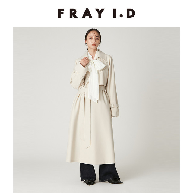 FRAY I.D2026 ພາກຮຽນ spring ແລະ summer ຜະລິດຕະພັນໃຫມ່ງ່າຍດາຍແລະ versatile lapel ສາຍ jacket windbreaker ຍາວ FWFC261003