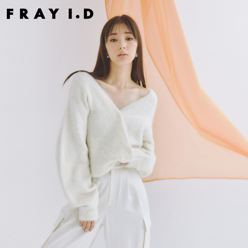 FRAY I.D秋冬优雅时髦羊毛混纺V领针织毛衣FWNT235045 - 图1