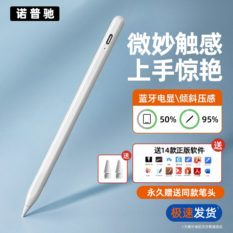 BZBC电容笔适用于苹果ipad一代防误触air平板触控手写笔ipencil平替绘画二代pencil倾斜压感主动式细头-图1