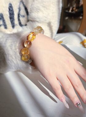 Long高定私享 福禄满盈 黄水晶金发晶小树胶花沉香葫芦水晶手串
