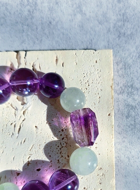 Long高定私享 紫葡迎秋 天然紫超七小树胶花葡萄石紫水晶手串