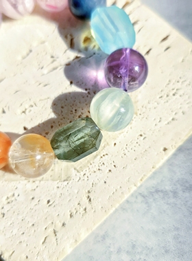 Long高定私享 一路繁花 天然紫水晶金凤黄胶花绿发晶粉水晶手串