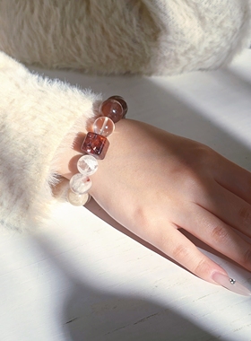 Long高定私享 温莎玫瑰 干枯玫瑰红兔毛红幽灵白幽灵白 水晶手串