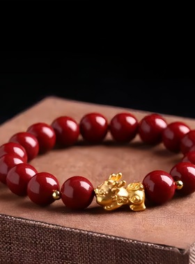 『天禄』凤琢貔貅吐宝朱砂手串女款新中式国风手链本命年红色手饰