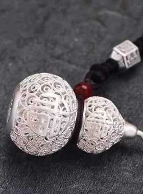 银色镂空葫芦项链男女款如意福字吊坠2026新款精致高级感轻奢配饰