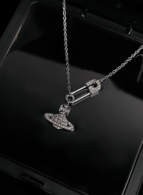 高版本立体土星项链钛钢透明水晶星球吊坠锁骨链轻奢小众