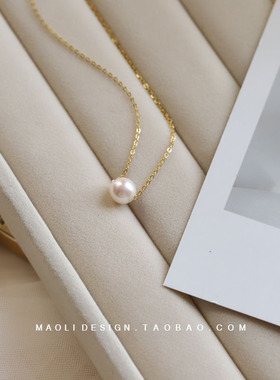 14K包金天然淡水珍珠项链简约