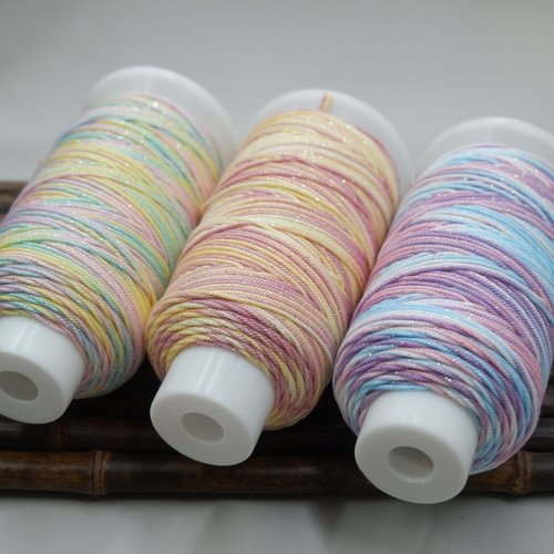 高端星空手搓棉线18股段染线端午闪金五彩绳编手链手绳手工编织线 - 图2