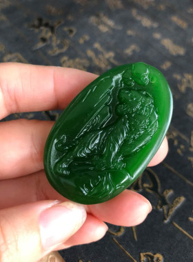 大老虎吊坠天然外蒙料生肖情侣吊坠玉佩送证书