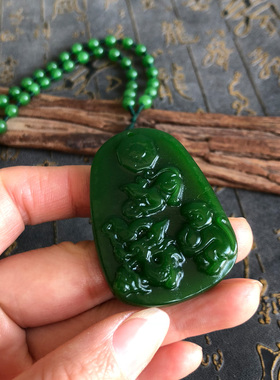 三合贵人菠菜绿申子辰赐瑞护身符