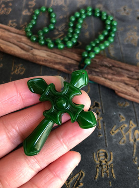 十字架钥匙链男女玉石项链情侣吊坠十字架挂件