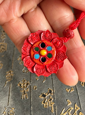 豁达客男女朱砂八宝莲花多彩项链