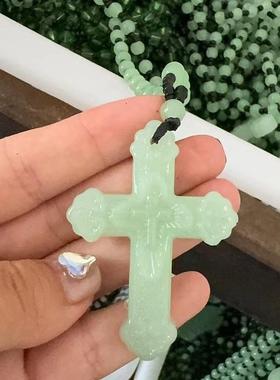 十字架项链仿马来玉十字架吊坠
