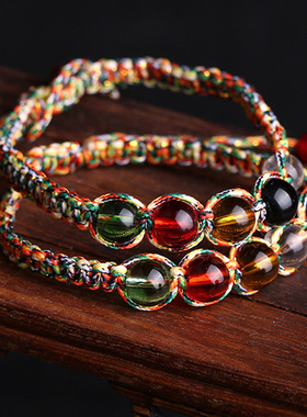 端午节五行珠手链藏式五彩绳红绳