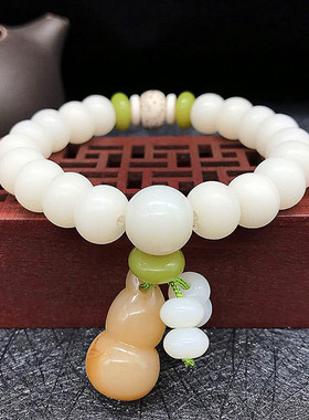 仿白玉菩提根手链民族风莲花手串